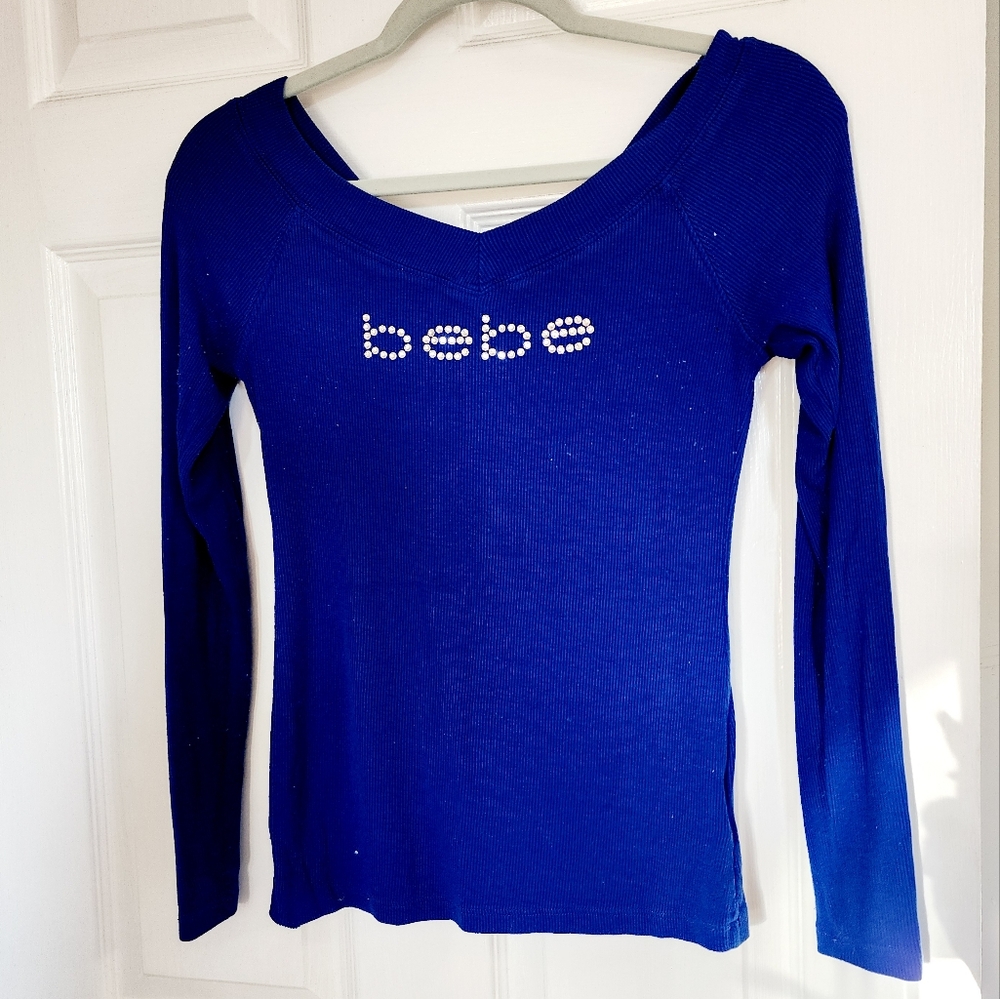 Bebe | Swarovski Logo Long Sleeve Top - Picture 2 of 5